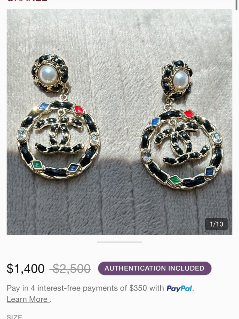 Super rare vintage lamb skin calf skin cc hoop earings - Picture 4 of 4